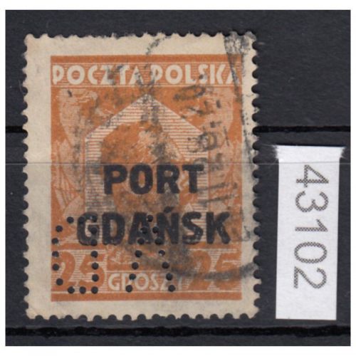 Danzig Hafen 1926 Mi.Nr. 19 b  gestempelt   FIRMENLOCHUNG PERFIN