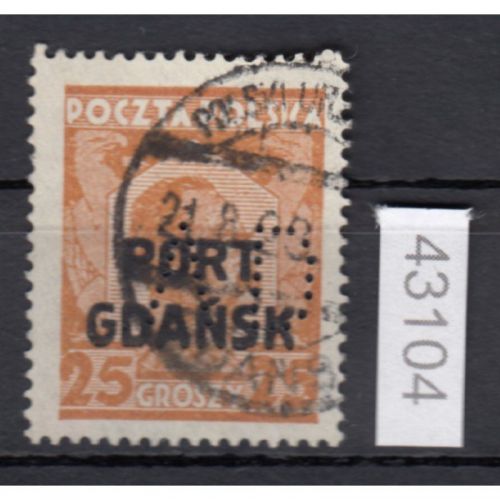 Danzig Hafen 1926 Mi.Nr. 19 b  gestempelt   FIRMENLOCHUNG PERFIN