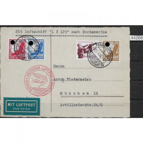 DR Zeppelinpost 1936, Mi. 585, 530, 31 u. 33 Zeppelin Nordamerika Fahrt