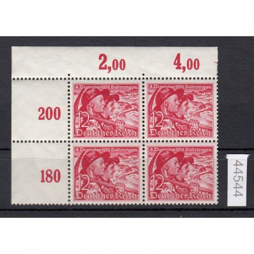 DR 1938, Mich.-Nr.: 685 ** Eckrand  4er.-Block