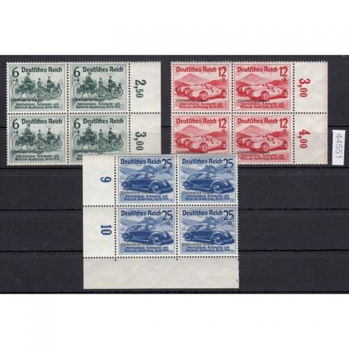 DR 1939, Mich.-Nr.: 695-697 **    4er-Block  + Eckrand
