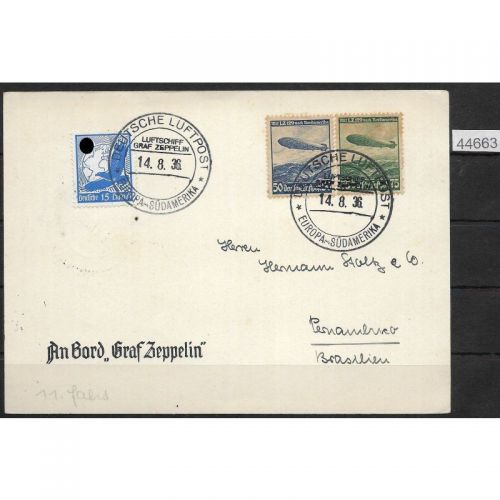 DR Zeppelinpost 1936 Mi. Nr.531,606 u. 607, 11. Südamerikafahrt 1936