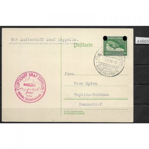 DR Zeppelinpost 1936 Mi.Nr. 670,  1. Sudetenlandfahrt 1938