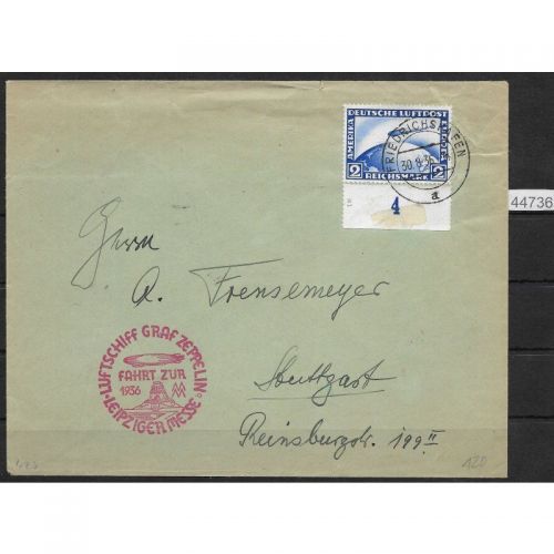 DR Zeppelinpost 1936 Mi. Nr. 423  Messefahrt Leipzig 1936
