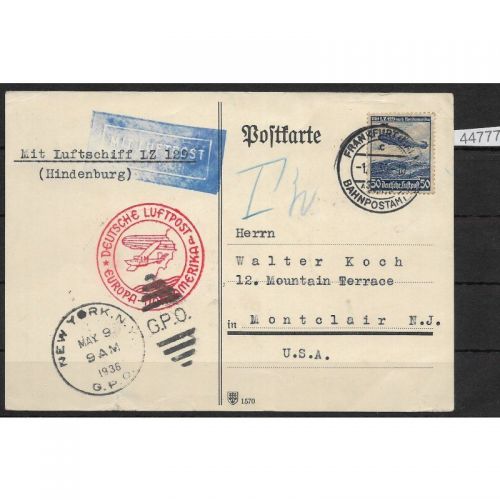 DR Zeppelinpost 1936 Mi. Nr. 606,  1. Nordamerikafahrt 1936