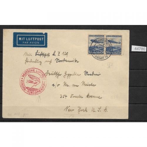 DR Zeppelinpost 1936 Mi. Mehrfachfrankatur 606,  1. Nordamerikafahrt