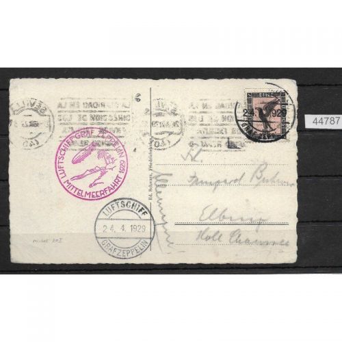 DR Zeppelinpost 1929 Mi. Einzelfrankatur 382, Mittelmeerfahrt