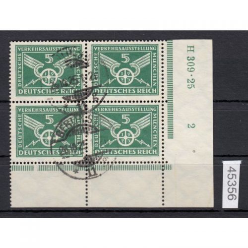 DR 1925, Mich.-Nr.: 370 Y gestempelt Eckrand   HAN + Plattennr.