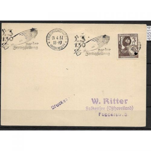 DR Zeppelinpost 1937 Mi. Einzelfrankatur 643,Maschinen - Werbestempel