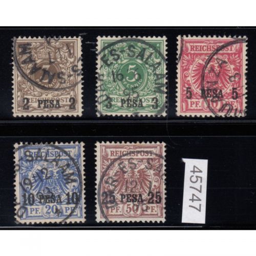 Kolonien Dt. Ostafrika 1893, Mich.-Nr.: 1-5 gestempelt