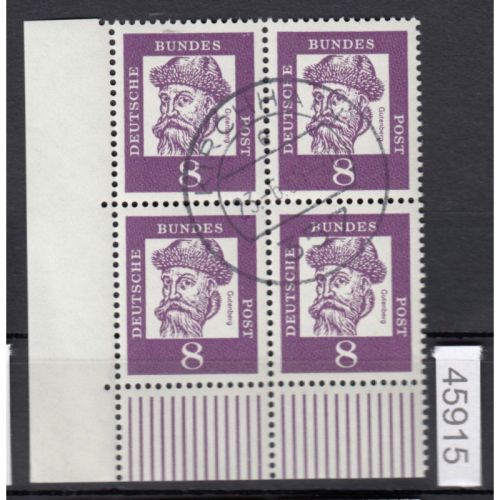 Bund 1961, Mich.-Nr.: 349 x gestempelt+gummi  Eckrand  4er.-Block  Vollstempel