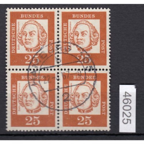 Bund 1961, Mich.-Nr.: 353 y gestempelt  4er.-Block  Vollstempel geprüft lesen
