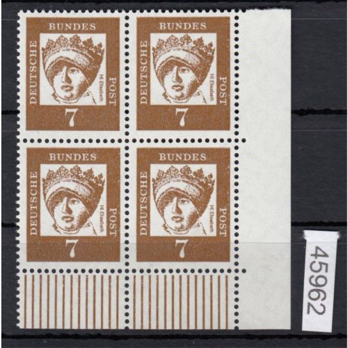 Bund 1961, Mich.-Nr.: 348 x **  Eckrand  4er.-Block  RU