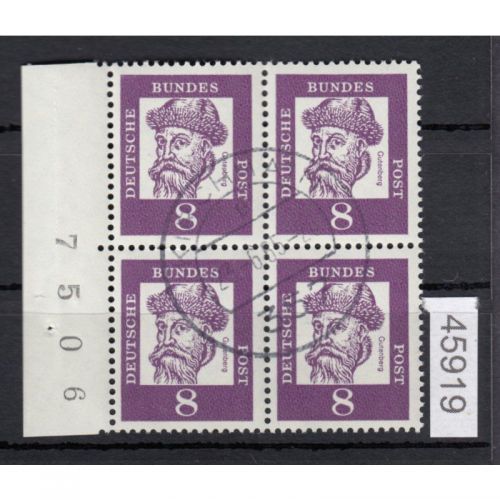 Bund 1961, Mich.-Nr.: 349 x gestempelt+gummi  4er.-Block  Vollstempel