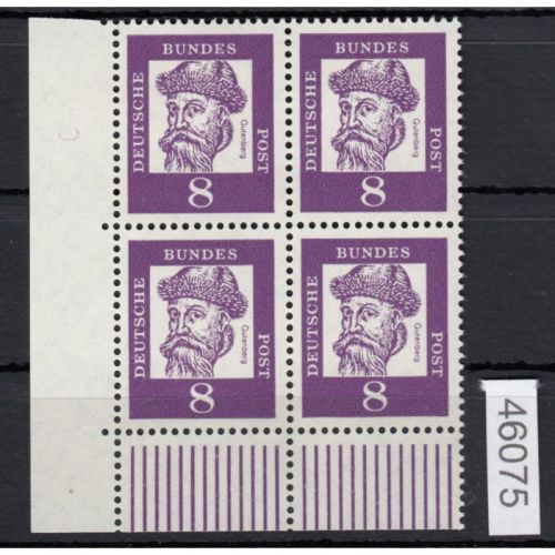 Bund 1961, Mich.-Nr.: 349 y **   Eckrand  4er.-Block  LU