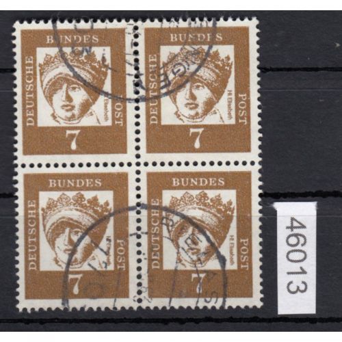 Bund 1961, Mich.-Nr.: 348 y gestempelt  4er.-Block  Vollstempel