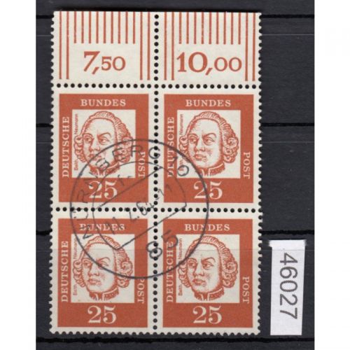Bund 1961, Mich.-Nr.: 353 y gestempelt  4er.-Block  Vollstempel