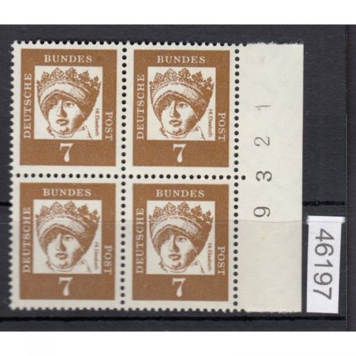 Bund 1961, Mich.-Nr.: 348 y **   Bogennummer  4er.-Block