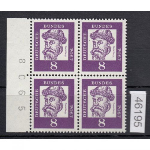 Bund 1961, Mich.-Nr.: 349 y **   Bogennummer  4er.-Block