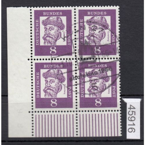 Bund 1961, Mich.-Nr.: 349 x gestempelt  Eckrand  4er.-Block  Vollstempel