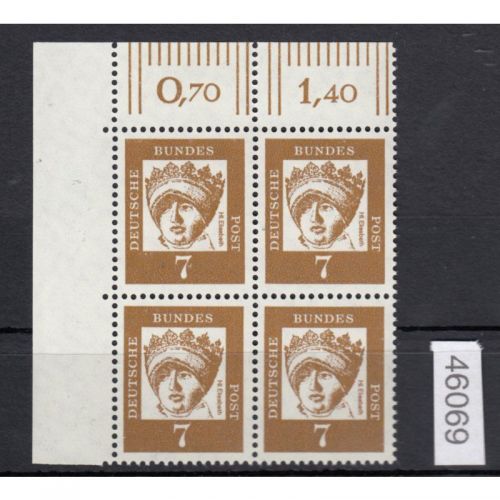 Bund 1961, Mich.-Nr.: 348 y **   Eckrand  4er.-Block  LO