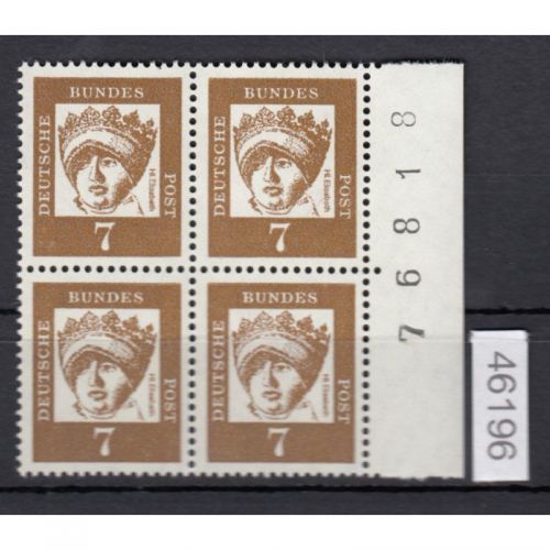 Bund 1961, Mich.-Nr.: 348 y **   Bogennummer  4er.-Block