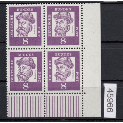 Bund 1961, Mich.-Nr.: 349 x **  Eckrand  4er.-Block  RU