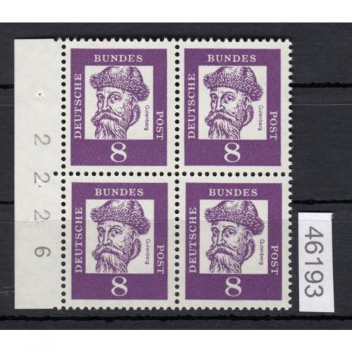Bund 1961, Mich.-Nr.: 349 y **   Bogennummer  4er.-Block