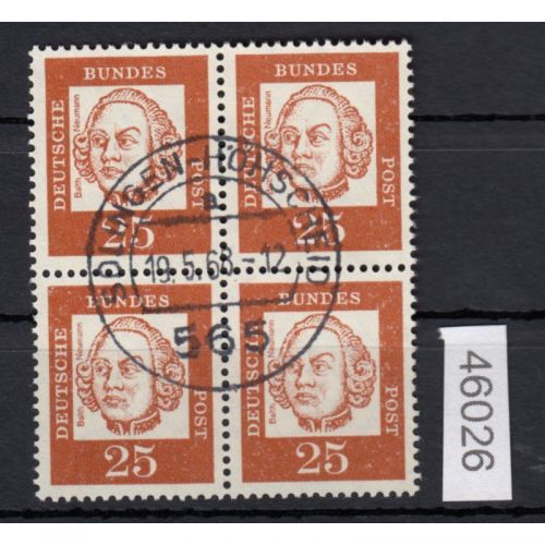 Bund 1961, Mich.-Nr.: 353 y gestempelt  4er.-Block  Vollstempel