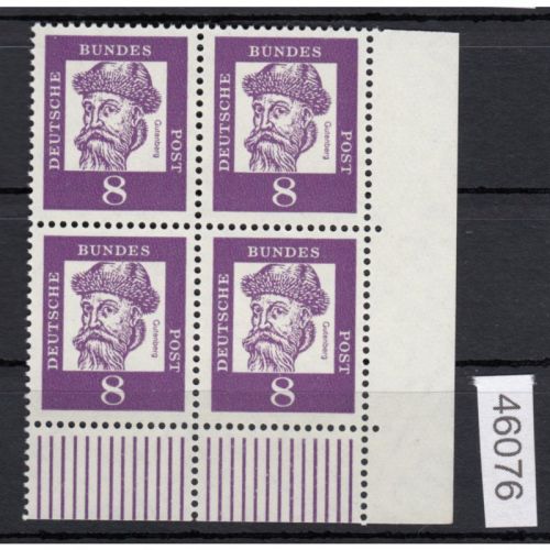 Bund 1961, Mich.-Nr.: 349 y **   Eckrand  4er.-Block  RU