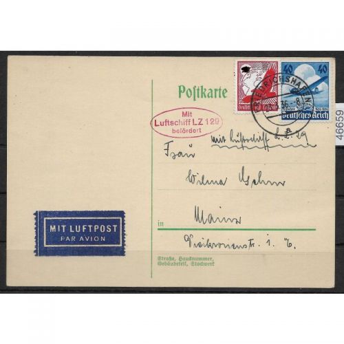 DR Zeppelinpost 1936 Mischfrankatur 530-603, 1. Postfahrt Friedrichsh.