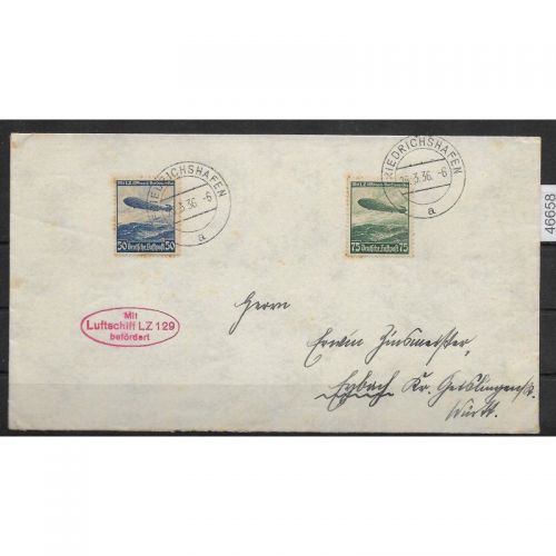 DR Zeppelinpost 1936 Mi. Mischfrankatur 606 - 607, Deutschlandfahrt