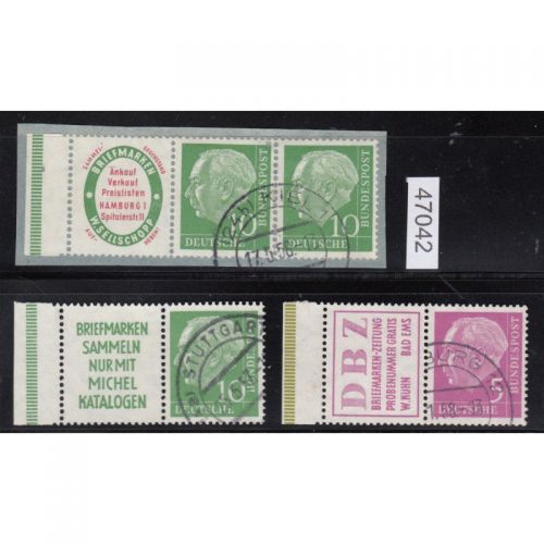 Bund 1955, Mich.-Nr.:  W 4-6 gestempelt