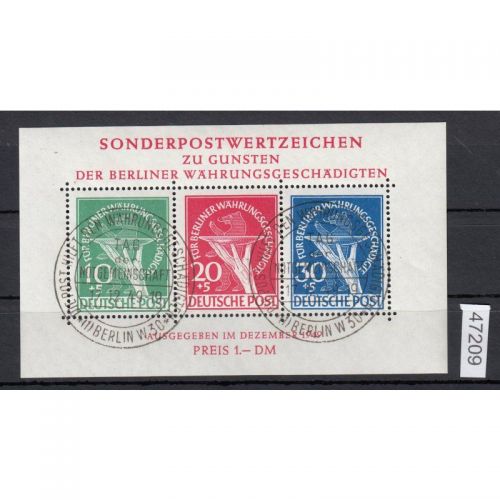 Berlin 1949, Mich.-Nr.:Block 1 gestempelt LUXUS+gummi geprüft  Attest  ERSTTAG