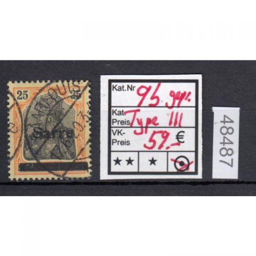 Saargebiet 1920 Mi. Nr.  9 b III gestempelt geprüft