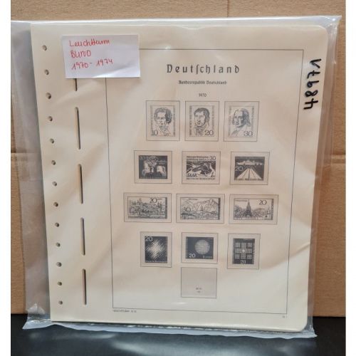 Leuchtturm Bund 1970-74 Vordruck  Alte Beschtiftung mit Klemmtaschen gebraucht