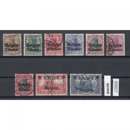 Belgien 1914, Mi.-Nr. 1-9 gestempelt geprüft