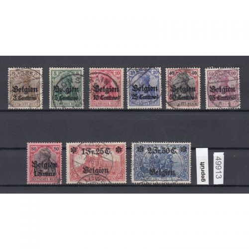 Belgien 1914, Mi.-Nr. 1-9 gestempelt geprüft