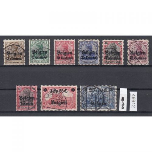 Belgien 1914, Mi.-Nr. 1-9 gestempelt geprüft