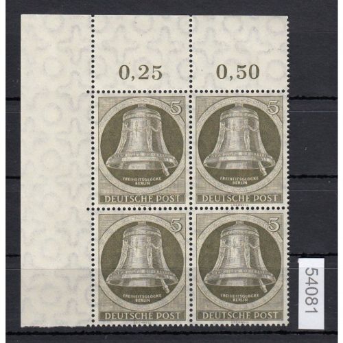Berlin 1951, Mich.-Nr.: 82 ** Eckrand  4er-Block