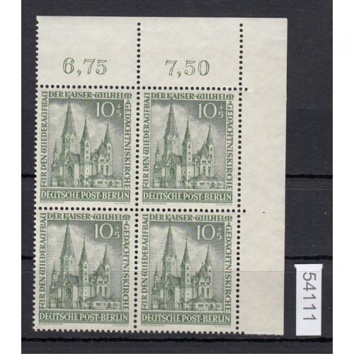 Berlin 1953, Mich.-Nr.: 107 ** Eckrand 4er-Block