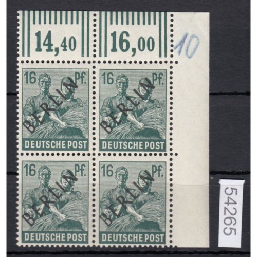 Berlin 1948, Mich.-Nr.:  7 ** Eckrand  4er.-Block
