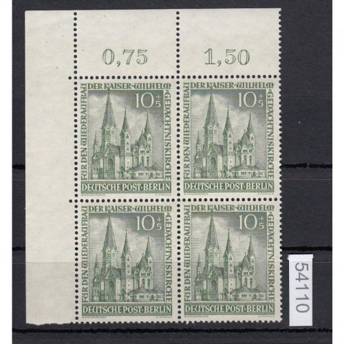 Berlin 1953, Mich.-Nr.: 107 ** Eckrand 4er-Block