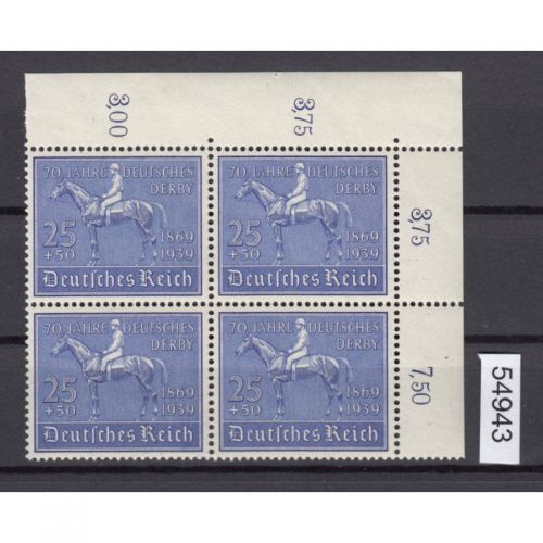 DR 1939, Mich.-Nr.: 698 ** Eckrand  4er.-Block