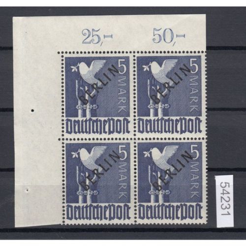Berlin 1948, Mich.-Nr.: 20 ** Eckrand  4er.-Block   geprüft