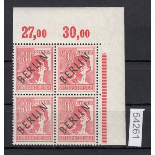 Berlin 1948, Mich.-Nr.: 11 ** Eckrand  4er.-Block