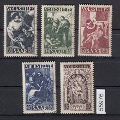 Saarland 1949 Mi. Nr. 267-71 Gestempel geprüft