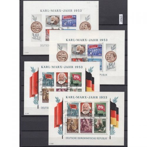 DDR 1953, Mich.-Nr.: 386-91 Block 8+9 A+B gestempelt+gummi  geprüft  Attest