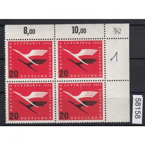 Bund 1955, Mich.-Nr.: 208 Vb ** Eckrand  4er.-Block