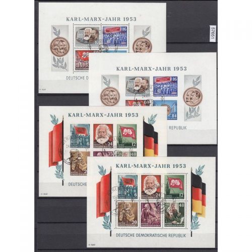 DDR 1953, Mich.-Nr.: 386-91 Block 8+9 A+B Y II gestempelt+gummi  geprüft  Attest